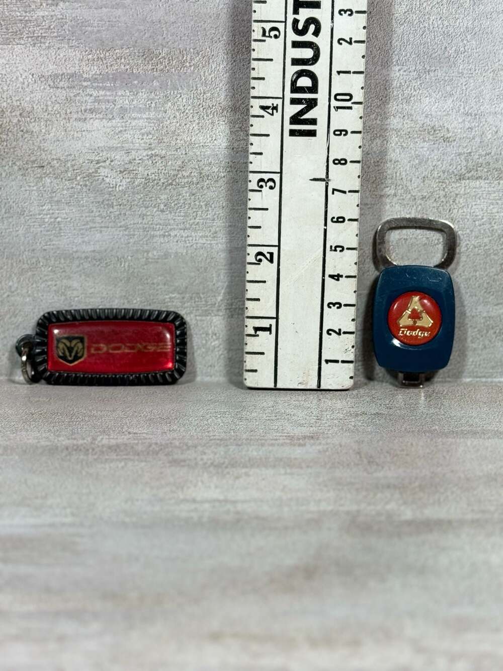 Vintage Dodge Ram Logo Keychain and Dodge Pentastar Bottle Opener Keychain Set